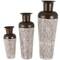 White & Brown Spotted Tapered Floor Metal Vase Set